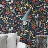 Hoppmosse Midnight by Boråstapeter Whimsical Forest Animal Wallpaper – Schumacher 1452
