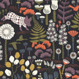 Hoppmosse Midnight wallpaper by Boråstapeter for Schumacher, featuring whimsical piglets, birds, and botanicals on a dark background.