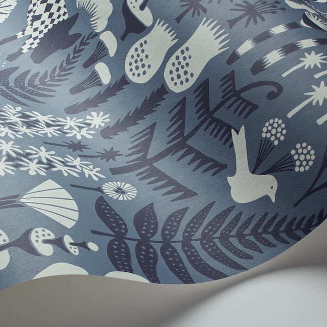 Hoppmosse Blue by Boråstapeter Whimsical Forest Animal Wallpaper – Schumacher 1453