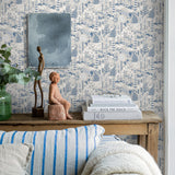 Hoppmosse Dove and Blue by Boråstapeter Whimsical Piglet and Botanical Wallpaper – Schumacher 1454