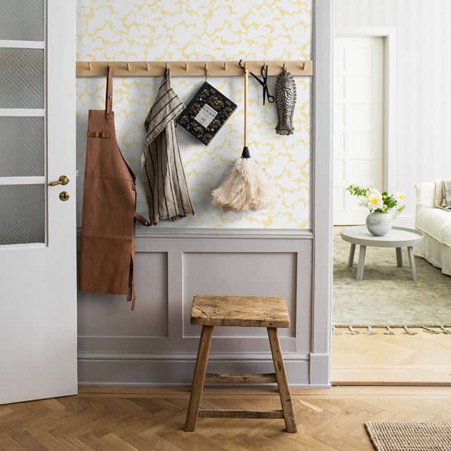 Molntuss Yellow Polka-Dot Cloud Wallpaper by Boråstapeter – Schumacher 1455