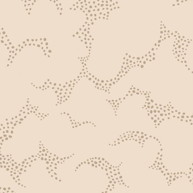 Molntuss Petal wallpaper by Boråstapeter for Schumacher, featuring playful cloud and polka-dot design in soft pink tones.