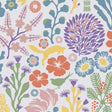 Råvdunge by Boråstapeter for Schumacher. Whimsical ivory multi wallpaper with colorful animals and flowers.