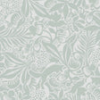 Fantasia Garden wallpaper in Mineral by Boråstapeter for Schumacher, featuring playful foxes and lush foliage in a Scandinavian woodland design.