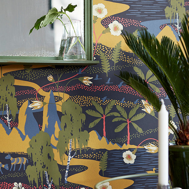 Flyttfrö Multi by Boråstapeter Mystical Landscape Wallpaper – Schumacher 1479