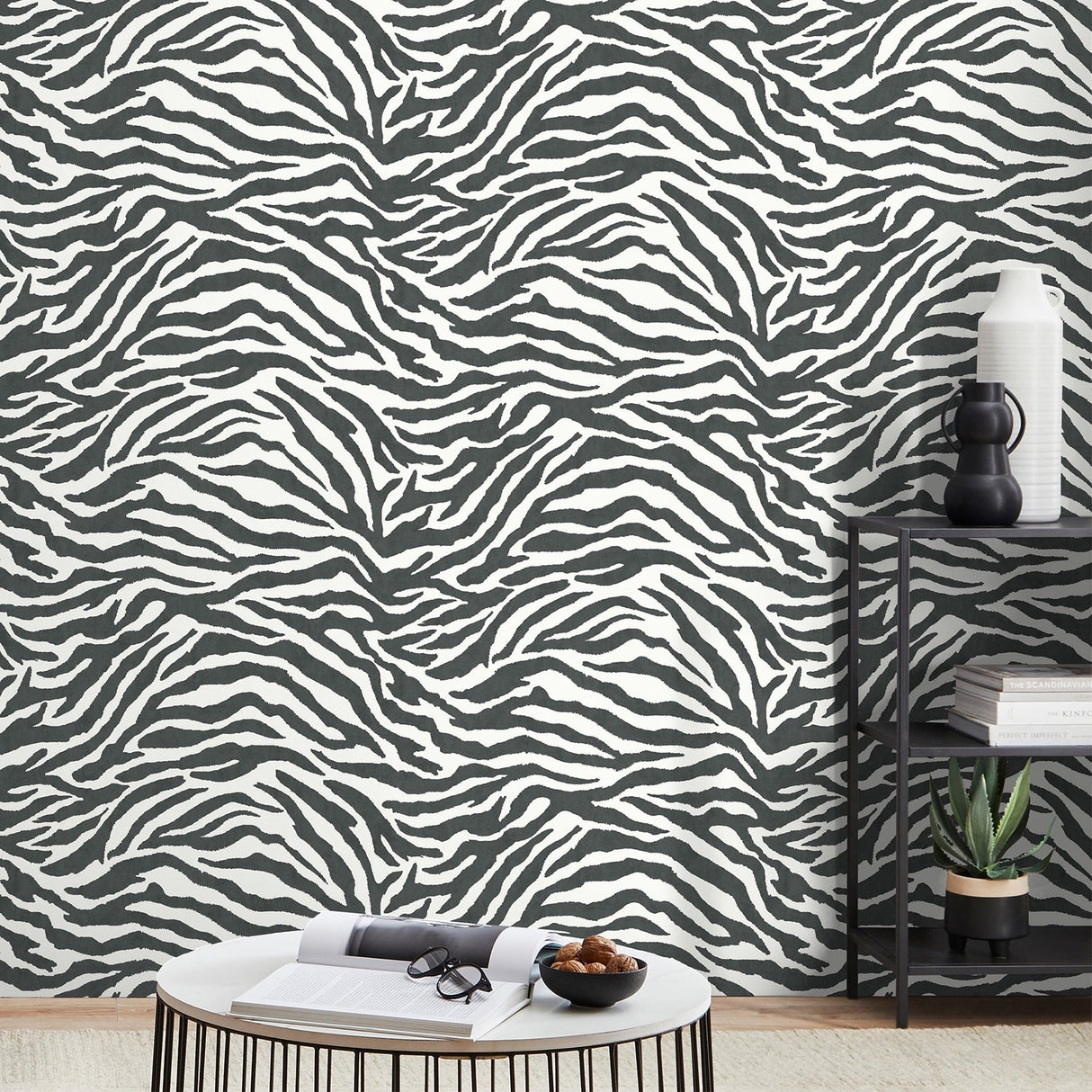 Shoshana Black by Fine Decor Modern Zebra Wallpaper – Brewster Home Fashions FD43801