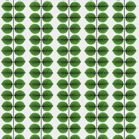 Green leaf pattern wallpaper Berså by Stig Lindberg for Boråstapeter, shown in Leaf colorway.