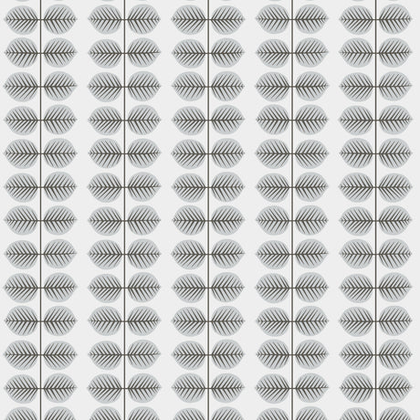Grey leaf stripe Scandinavian wallpaper pattern Berså by Stig Lindberg for Boråstapeter, styled in a modern bedroom.