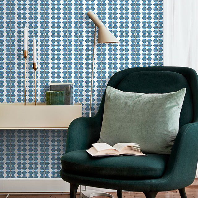 Berså Blue by Boråstapeter Scandinavian Leaf Stripe Wallpaper – Schumacher 1752