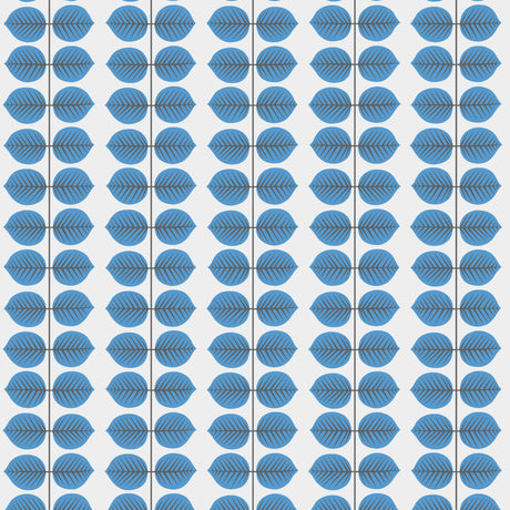 Berså Blue by Boråstapeter, a Scandinavian leaf stripe wallpaper designed by Stig Lindberg, shown in a modern interior setting.
