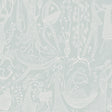 Poème D'Amour wallpaper in Mineral by Boråstapeter for Schumacher, whimsical pattern with fanciful figures and florals
