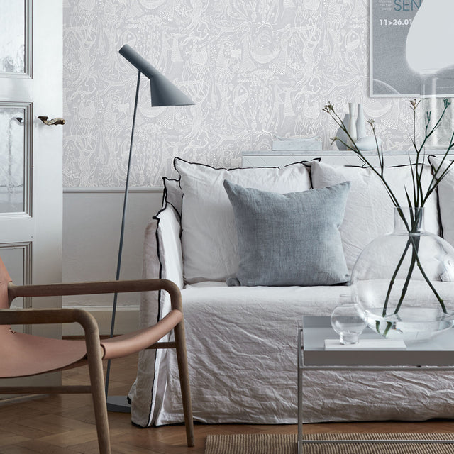 Poème d'Amour Grey by Boråstapeter Whimsical Wallpaper – Schumacher 1762