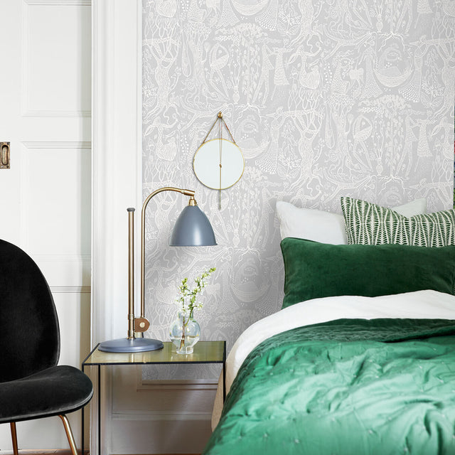 Poème d'Amour Grey by Boråstapeter Whimsical Wallpaper – Schumacher 1762