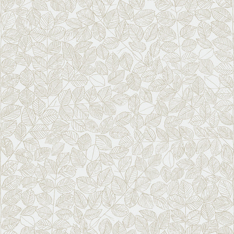 Romans Sand wallpaper by Boråstapeter for Schumacher, featuring a delicate leaf sketch pattern in neutral sand tones.