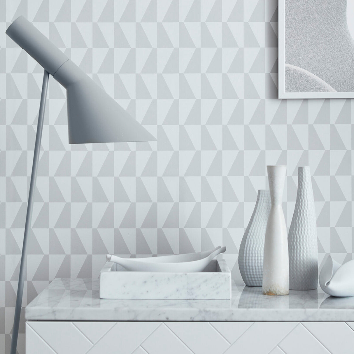 Trapez Grey Geometric Wallpaper by Boråstapeter Modern Scandinavian Design – Schumacher 1778