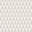 Trapez Petal geometric wallpaper by Boråstapeter for Schumacher, shown in a modern interior with a white cabinet and brown chair.