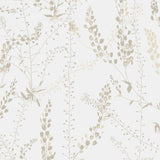 Bladranker wallpaper in natural colorway by Boråstapeter for Schumacher, featuring plant-inspired Scandinavian design with grasses, thistles, and vines.