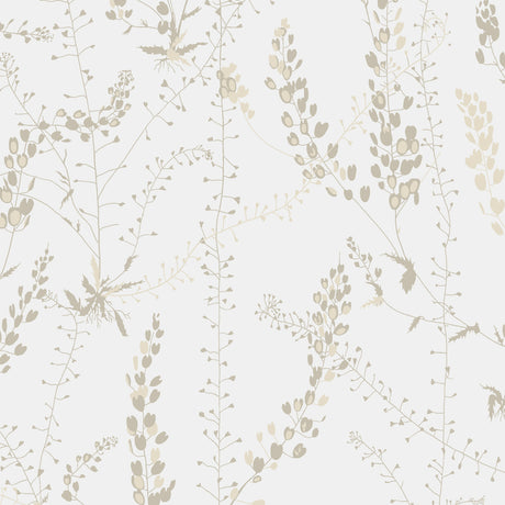 Bladranker wallpaper in natural colorway by Boråstapeter for Schumacher, featuring plant-inspired Scandinavian design with grasses, thistles, and vines.
