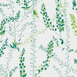 Bladranker Leaf wallpaper by Boråstapeter for Schumacher, featuring green botanical plant-inspired design on a white background.