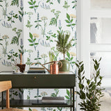 Köksväxter Leaf by Boråstapeter Botanical Wildflower Wallpaper – Schumacher 1789