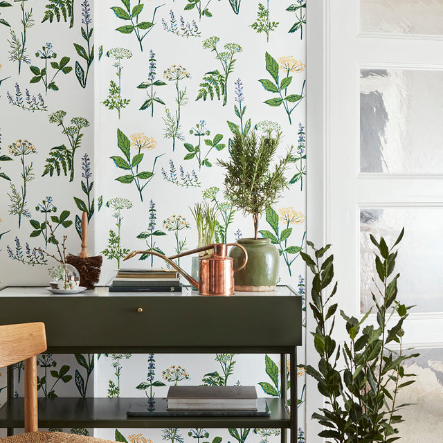 Köksväxter Leaf by Boråstapeter Botanical Wildflower Wallpaper – Schumacher 1789