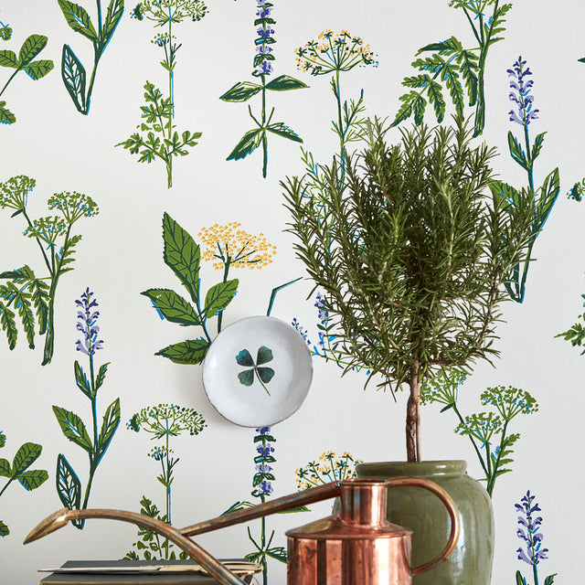 Köksväxter Leaf by Boråstapeter Botanical Wildflower Wallpaper – Schumacher 1789