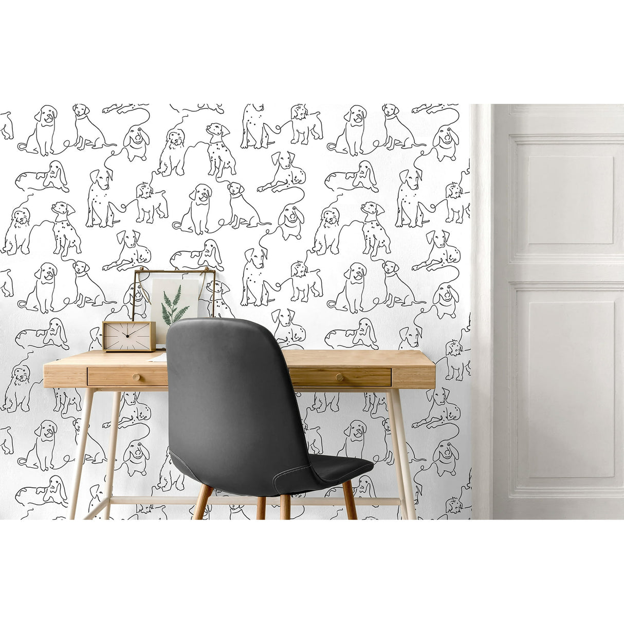 Ansel Black by Fine Decor Dog Sketches Wallpaper – Brewster Home Fashions FD43783