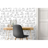 Ansel Black by Fine Decor Dog Sketches Wallpaper – Brewster Home Fashions FD43783