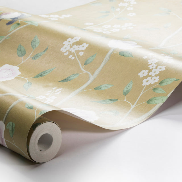 Paradise Birds Gold by Boråstapeter Scenic Floral Wallpaper – Schumacher 1902