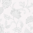 Indigo Bloom grey floral paisley wallpaper by Boråstapeter for Schumacher, shown in close-up and roll views.
