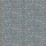 Korgpil Mural in blue with a lush leaf pattern by Boråstapeter for Schumacher, shown in a modern living room setting.