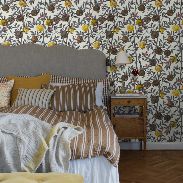 Granatapple Slate and Ochre by Boråstapeter Scandinavian Pomegranate Wallpaper – Schumacher 1959