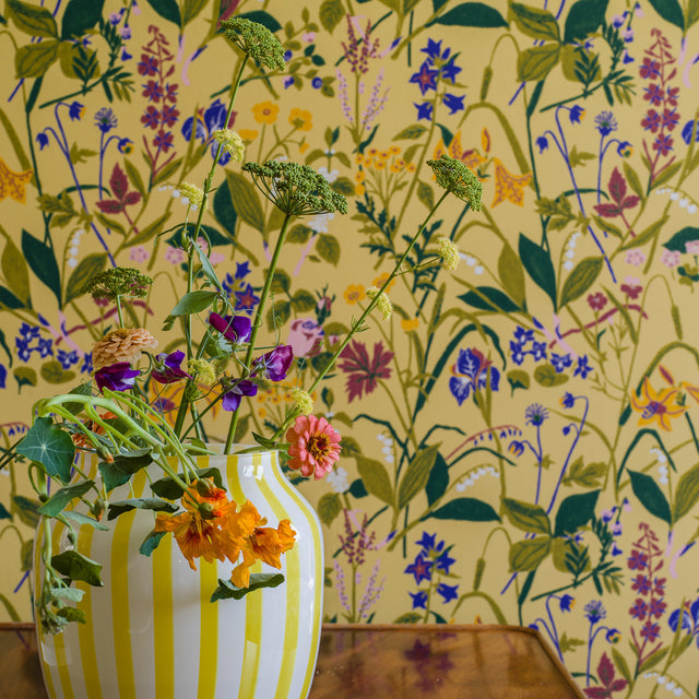 Ros Och Lilja Ochre by Boråstapeter Scandinavian Floral Wallpaper – Schumacher 1963