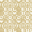 Fruktlåda Ochre by Boråstapeter, a retro-inspired fruit print wallpaper in ochre and white.