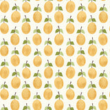 Prunus yellow wallpaper by Boråstapeter for Schumacher, featuring whimsical vintage plums in a cheerful retro style.