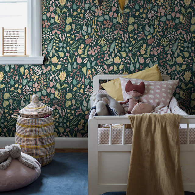 Herbarium Spruce by Boråstapeter Whimsical Scandinavian Floral Wallpaper – Schumacher 1976