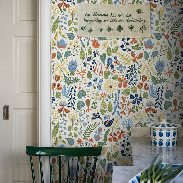 Herbarium Multicolor by Boråstapeter Whimsical Botanical Wallpaper – Schumacher 1978