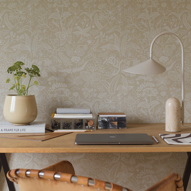 Grazia Parchment by Boråstapeter Surrealist Garden Wallpaper – Schumacher 1979