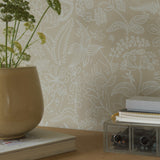 Grazia Parchment by Boråstapeter Surrealist Garden Wallpaper – Schumacher 1979