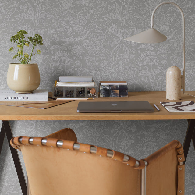 Grazia Grey by Boråstapeter Surrealist Garden Wallpaper – Schumacher 1981