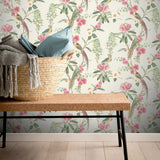 Celine Pink by Arthouse Courtyard Garden Wallpaper – Brewster Home Fashions AH924907