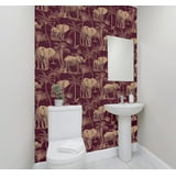 Adelia Maroon by Arthouse Elephant Grove Wallpaper – Brewster Home Fashions AH610701