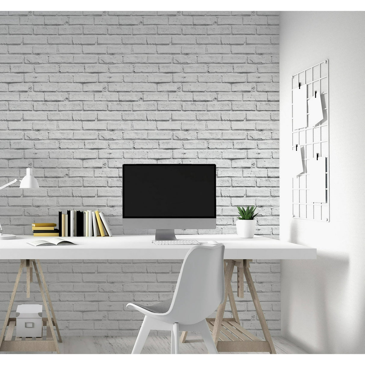 Abner White by Arthouse Brick Wallpaper – Brewster Home Fashions AH920001