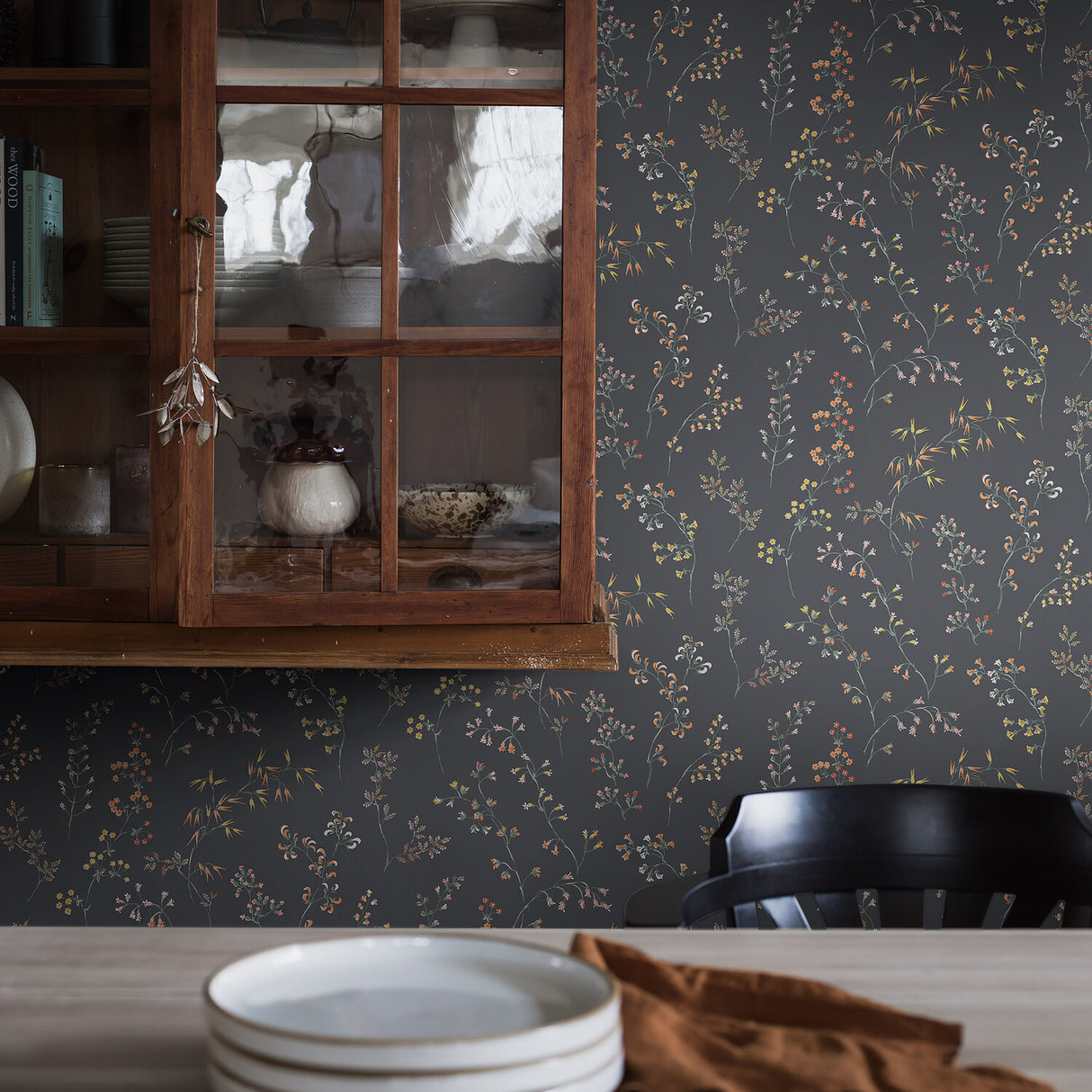 Gräng Charcoal by Boråstapeter Classic Nordic Floral Wallpaper – Schumacher 2004