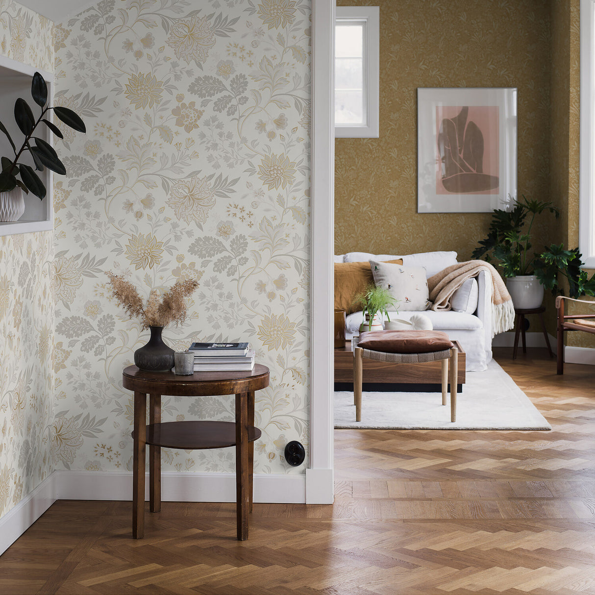 Alicia Stone and Gold by Boråstapeter Floral Wallpaper – Schumacher 2007