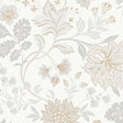 Alicia wallpaper by Boråstapeter for Schumacher in stone and gold, featuring a stylized floral pattern with relaxed charm.