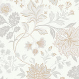 Alicia wallpaper by Boråstapeter for Schumacher in stone and gold, featuring a stylized floral pattern with relaxed charm.