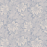 Acanthus Garden blue floral wallpaper by Boråstapeter for Schumacher, classic botanical wallcovering with large flowers and leaves.