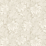 Acanthus Garden wallpaper in stone by Boråstapeter for Schumacher, featuring a classic floral and leaf pattern in neutral tones.