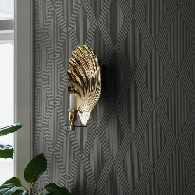 Garbo Slate and Gold Geometric Trellis Wallpaper by Boråstapeter – Schumacher 2013